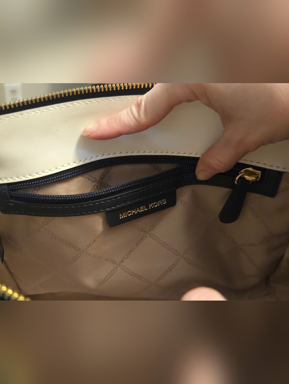 Michael Kors Marilyn Medium Color-Block Saffiano Leather Satchel - Picture 7 of 11
